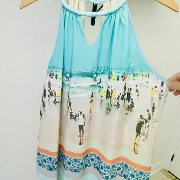 Anthropologie Dream Daily Beach Scene Halter Dress ~ L - Picture 3 of 6